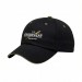 USA-made 6U Black-Khaki Polycotton Twill baseball cap, decorated view, manufactured in Newark NJ
