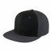 USA-made 6H Black-Dark Gray Organic Twill baseball cap, 3q view, manufactured in Newark NJ