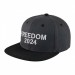 USA-made 6H Dark Gray-Black Organic Twill baseball cap, decorated view, manufactured in Newark NJ