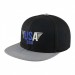 USA-made 6H Black-Light Gray Organic Twill baseball cap, decorated view, manufactured in Newark NJ
