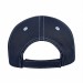 USA-made 6L Navy-White Organic Twill baseball cap, back view, manufactured in Newark NJ