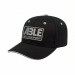 USA-made 6S Black-White Organic Twill baseball cap, decorated view, manufactured in Newark NJ