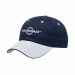 USA-made 6U Navy-White Organic Twill baseball cap, decorated view, manufactured in Newark NJ