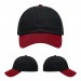USA-made 6U Black-Red Organic Twill baseball cap, virtual view, manufactured in Newark NJ