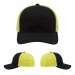 USA-made 6S Black-Safety Green Chino baseball cap, virtual view, manufactured in Newark NJ