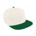 White Flat Brim High Crown-Kelly Green Button, Visor