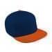 Navy Flat Brim High Crown-Orange Button, Visor