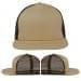 USA Made Khaki-Black Flat Brim High Crown Cap