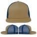 USA Made Khaki-Navy Flat Brim High Crown Cap