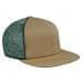 Khaki Flat Brim High Crown-Hunter Green Back Half