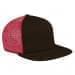 Black Flat Brim High Crown-Red Back Half