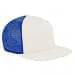 White Flat Brim High Crown-Royal Blue Back Half