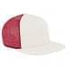 White Flat Brim High Crown-Red Back Half