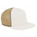 White Flat Brim High Crown-Khaki Back Half