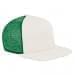 White Flat Brim High Crown-Kelly Green Back Half