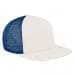 White Flat Brim High Crown-Navy Back Half
