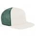 White Flat Brim High Crown-Hunter Green Back Half