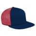 Navy Flat Brim High Crown-Red Back Half