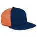 Navy Flat Brim High Crown-Orange Back Half