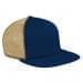 Navy Flat Brim High Crown-Khaki Back Half