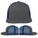 USA Made Light Gray-Navy Flat Brim High Crown Cap