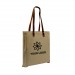 Screen Printed USA Made Natural Leather Handle Zip Top Natural Canvas Gusset