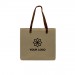 Screen Printed USA Made Natural Leather Handle Zipper Pocket Natural Canvas Tote