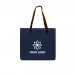 Screen Printed USA Made Navy Leather Handle Zipper Pocket Dyed Canvas Tote