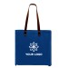 Screen Printed USA Made Royal Leather Handle Zip Top Dyed Canvas Gusset