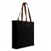 USA Made Black Leather Handle Zipper Pocket Dyed Canvas Tote 3Q