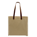 USA Made Natural Leather Handle Zip Top Natural Canvas Gusset 3Q