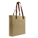 USA Made Natural Leather Handle Zipper Pocket Natural Canvas Tote 3Q