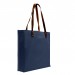 USA Made Navy Leather Handle Zipper Pocket Dyed Canvas Tote 3Q