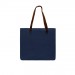 USA Made Navy Leather Handle Zipper Pocket Dyed Canvas Tote
