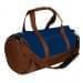 USA Made Heavy Canvas Athletic Barrel Bags, Navy-Brown, PMLXZ2AAMS